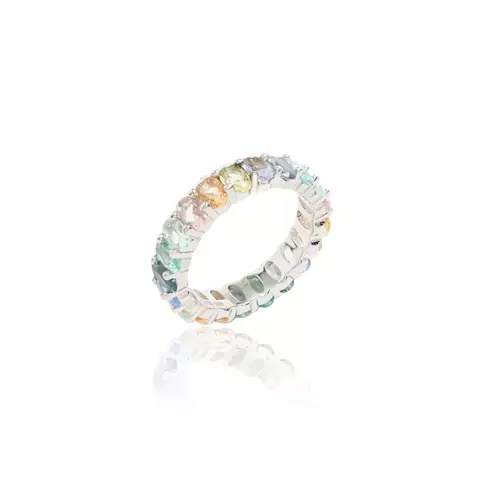 ANEL CRISTAL RODOLITA CRISTAL MORGANITA CRISTAL BERILO ALIANÇA INTEIRA OVAIS PRATA 925
