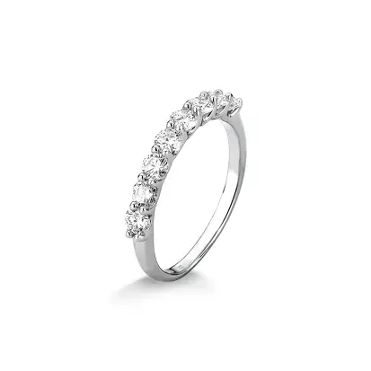 ANEL MEIA ALIANÇA MOISSANITE EM PRATA 925 COM BANHO DE RÓDIO
