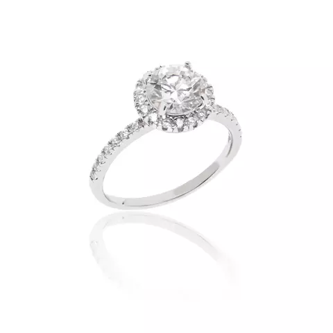 ANEL MOISSANITE 7MM 1,2CT -D 120 PONTOS VVS1 SOLITARIO LAPIDAÇÃO BRILHANTE REDONDA CRAVAÇÃO HALO 1 LINHA