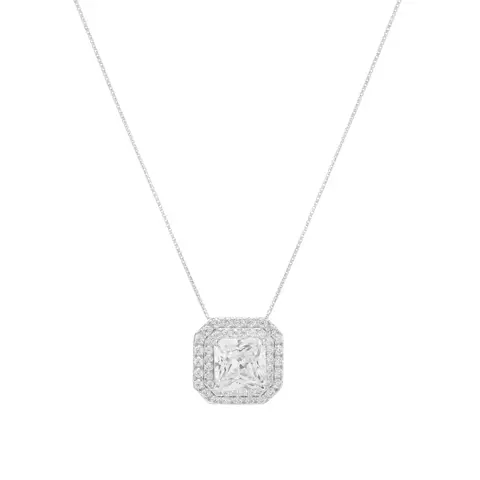 COLAR ZIRCONIA ICE CUT LIGHT FANCY YELLOW ZIRCONIA BRANCA QUADRADO CRAVEJADO PRATA 925