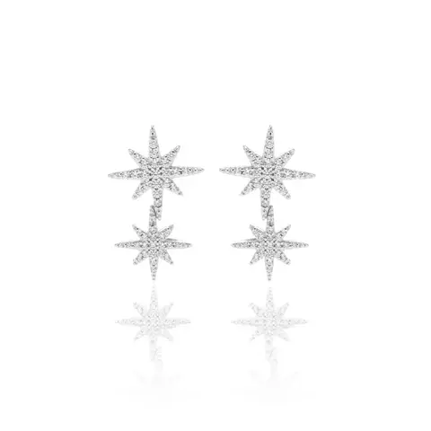 BRINCO ZIRCONIA BRANCA EARCUFF ESTRELAS PRATA 925