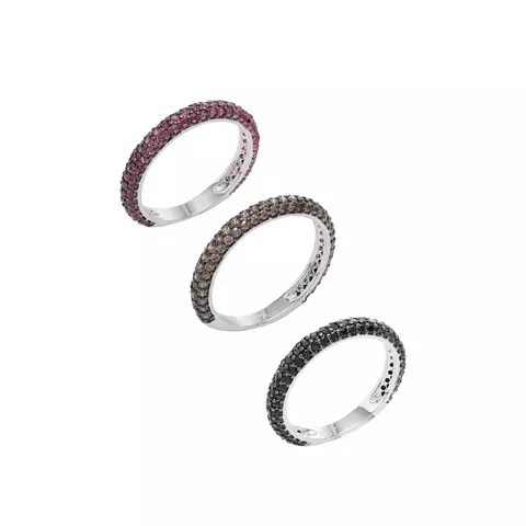 ANEL ZIRCONIA NEGRA ZIRCONIA CHOCOLATE ZIRCONIA VERMELHA TRIO BANHO RODIO