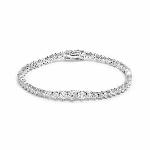 PULSEIRA ZIRCONIA BBRANCA RIVIERA INTEIRACOM 3 PEDRAS MAIORES NO CENTRO PRATA 925