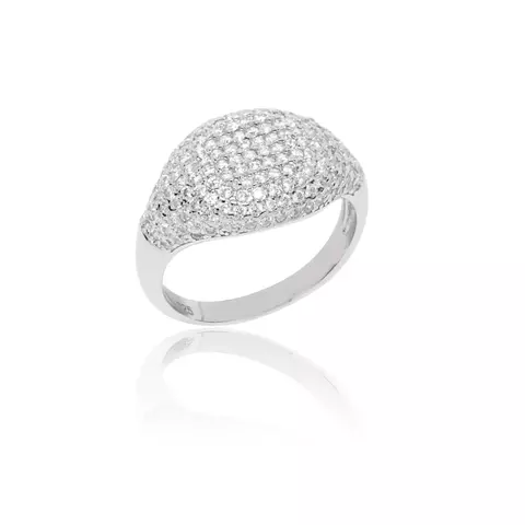 ANEL ZIRCONIA BRANCA BOLOTA PRATA 925