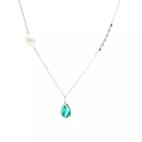 COLAR CRISTAL PARAIBA CRISTAL RUBI PEROLA GOTA COM 8 PEROLAS
