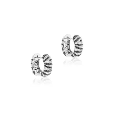 BRINCO ZIRCONIA NEGRA ZIRCONIA BRANCA ARGOLA ANIMAL PRINT