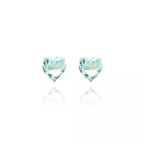 BRINCO CRISTAL TOPAZIO AZUL TOP CORACAO G BANHO OURO 18K