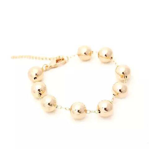 PULSEIRA FOLHEADO LISO INTEIRA 7 BOLAS -14MM