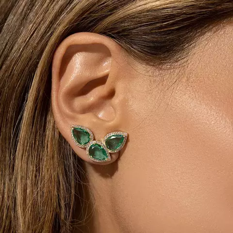 BRINCO CRISTAL PARAIBA ZIRCONIA BRANCA EARCUFF 3 GOTAS CRAVEJADA