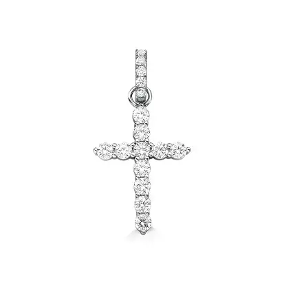 PINGENTE CRUCIFIXO MOISSANITE EM PRATA 925 COM BANHO DE RODIO