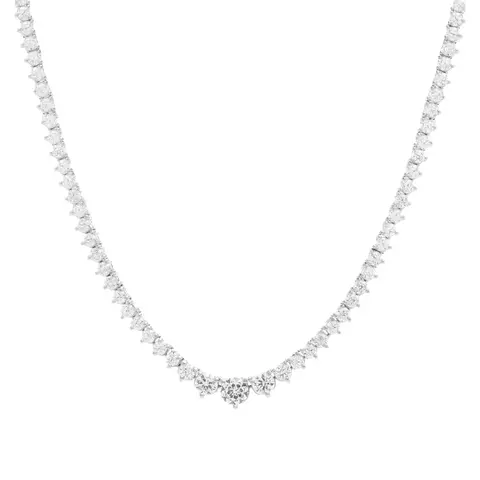 Colar Riviera Inteira Cravejada com Zircônias Brancas de 2mm/3mm/4mm/5mm - 42cm - Prata 925