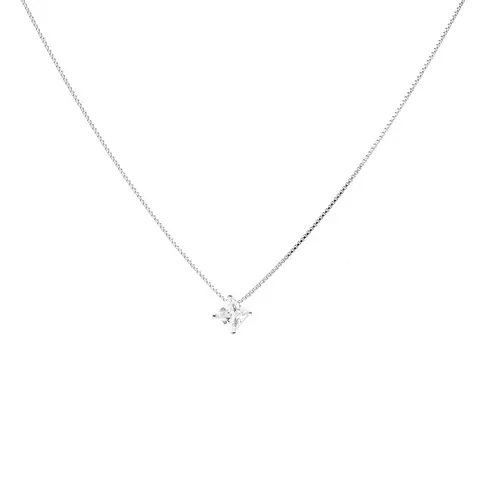 Colar Zircônia Branca Quadrado 4X4 Prata 925 45CM