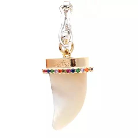 PINGENTE DENTE MADREPEROLA CRISTAL TANZANITA BANHO OURO18K