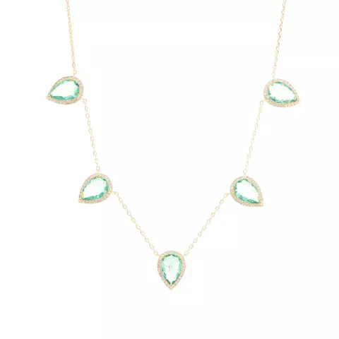 COLAR CRISTAL PARAIBA ZIRCONIA BRANCA 5 GOTAS CRAVEJADA