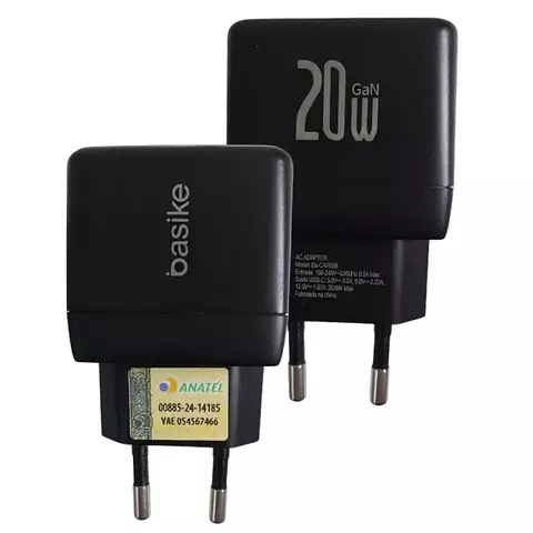 CARREGADOR TURBO BASIKE 20W BA-CAR068 ENTRADA TIPO-C COM CABO LIGHTNING