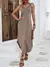 Moda elegante vestido feminino pequeno decote em v sem mangas colete de malha so - loja online