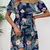 Moda elegante vestido feminino linha pescoço manga corte plissado impressão de - Ethic Bloom