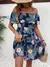 Imagem do Moda elegante vestido feminino linha pescoço manga corte plissado impressão de