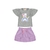 CONJUNTO FEMININO BLUSA COM SILK CAT E SHORT SAIA COM BOLSO