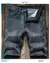 Imagem do Shorts jeans stretch masculino, jeans curto e reto, azul escuro, design de moda,