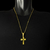 CORRENTE CORDÃO 70CM CADEADO 3MM BANHADO A OURO 18K COM FECHO DUPLO + PINGENTE CRUZ - Chaveou Joias 18k