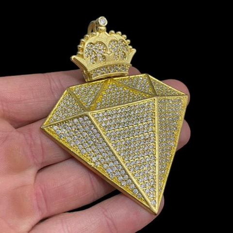 PINGENTE DIAMANTE CRAVEJADO - 100% MOEDA ANTIGA