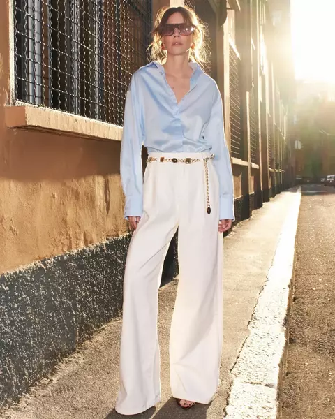 CALÇA WIDE LEG COM PREGA SARJA - comprar online