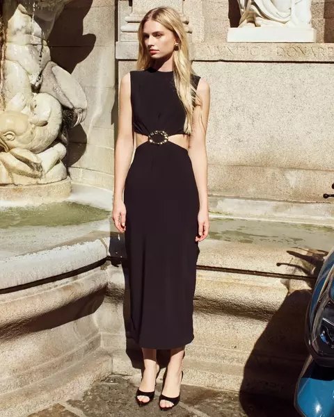 VESTIDO LONGO MALHA VAZADO METAL - comprar online