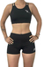 Conjunto deportivo negro corto para mujer con top sin mangas y shorts ajustados
