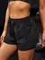 Shorts esportivos elásticos femininos, shorts com bolsos, leggings falsas de io - comprar online