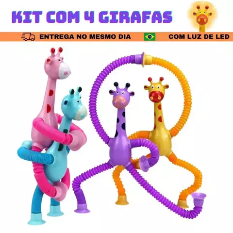 Kit 4 Girafas Estica e Gruda com Luz LED – Pop