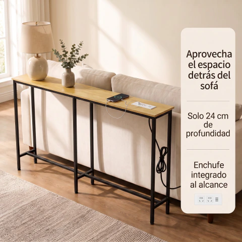 Mesa Lateral Con Enchufe Solenne Para Sofá Y Carga Usb - comprar en línea