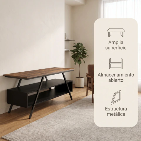 Rack Tv 120x45x62 Cm Con Estantes Y Estructura Metálica - comprar en línea