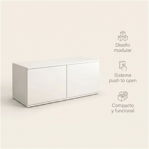 Rack Tv 80x40x30cm 2 Puerta Melamina Combinable Por Color Blanco en internet