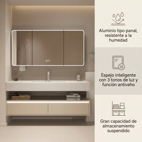Vanitorio De Panal Aluminio+botiquín Espejo Inteligente S90 - comprar en línea