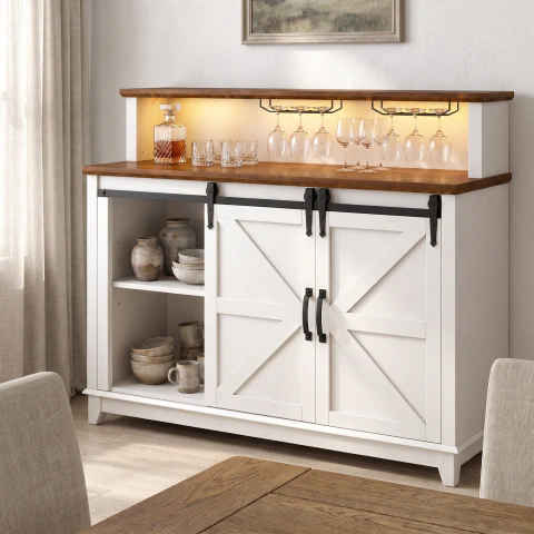 Aparador Vajillero Gisele 140 Cm Luz Led Portacopas Y Vinos - tienda en línea