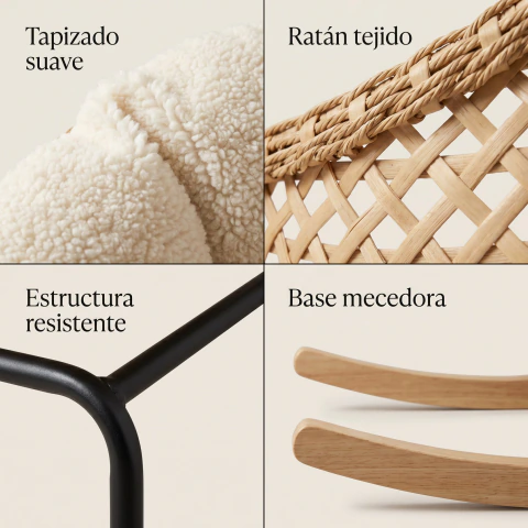 Sillon Mecedor Silla Mecedora Sitial Moderna Base Rattan Xl - Homer Design