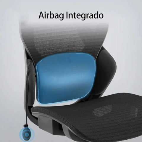 Silla De Oficina Ergonomica Pata Acero Con Airbag Lumbar - Homer Design