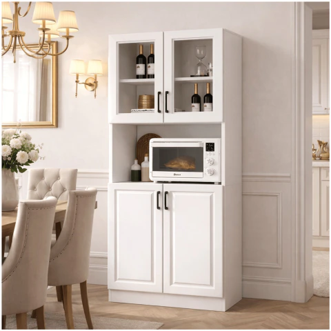 Mueble De Cocina De Pata Estante Con Vidrio 60x36x176cm - Homer Design