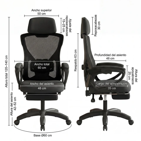 Silla De Oficina Ejecutiva Gamer Con Reposa Pie Reclinable - Homer Design