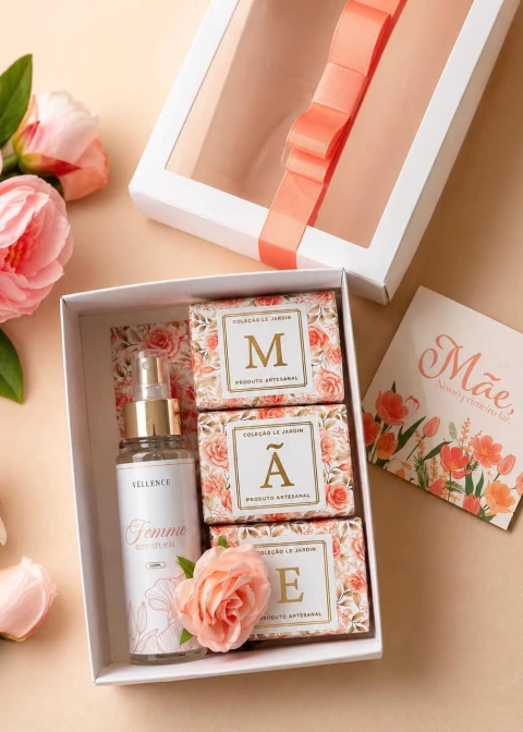 Kit Dia das Mães Femme Véllence – 3 Sabonetes 100g + Body Splash