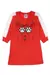 Vestido Moletom Flanelado Vermelho Menina com Pegadas Lindo - comprar online