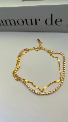 Pulseira Dupla Cravejada com zircônia - Dourado na internet