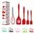 Set Reposteria Espatulas + Pincel + Batidor Silicona Premium Rojo