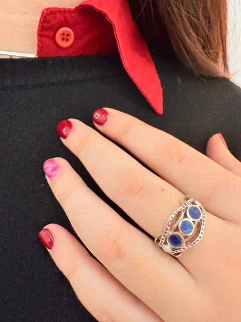 Anillo trío punto azul