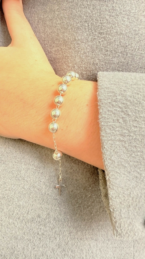 Pulsera Denario de Perlas de plata Lisa