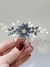 Grinalda Noite Estrelada | Pente com Flores Azul Petróleo, Cristais e Pérolas Sintéticas