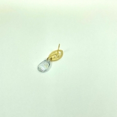 Brinco folheado 18k base com zirconia gota pendurada 8x12 - Sanferlam