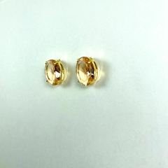 Brinco folheado 18k fixo oval cristal 10x14 - Sanferlam