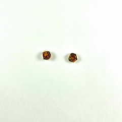 Brinco folheado 18k fixo sextavado zirconia 6mm